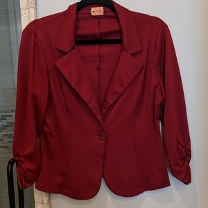 Red stretch 3/4 sleeve blazer Medium